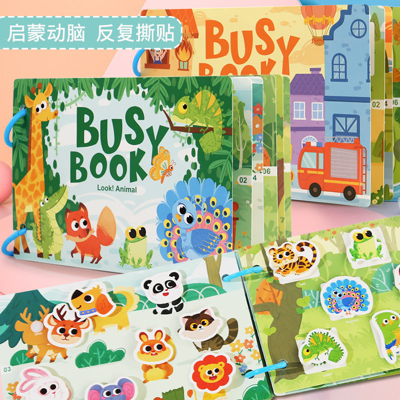 Cross-border Enlightenment Early Education Cartoon Quiet Paste Book Children's Educational Toys Handmade Material Package Repeated Busy Book