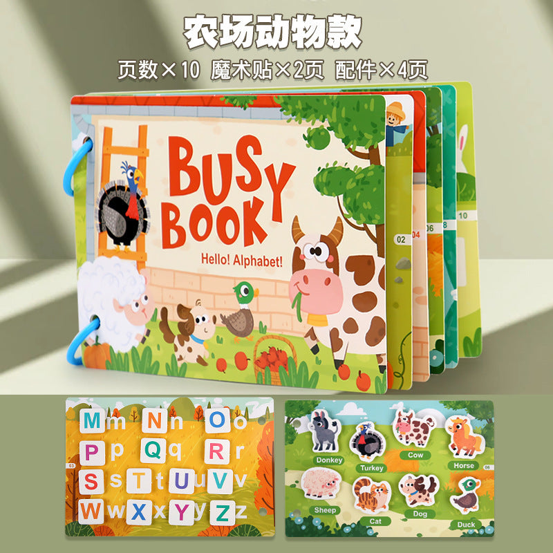 Cross-border Enlightenment Early Education Cartoon Quiet Paste Book Children's Educational Toys Handmade Material Package Repeated Busy Book