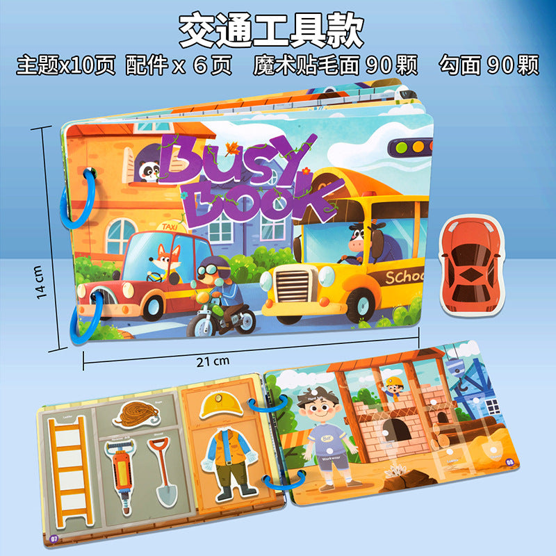 Cross-border Enlightenment Early Education Cartoon Quiet Paste Book Children's Educational Toys Handmade Material Package Repeated Busy Book