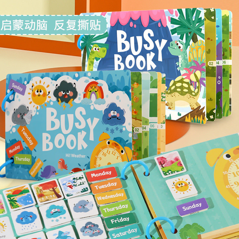 Cross-border Enlightenment Early Education Cartoon Quiet Paste Book Children's Educational Toys Handmade Material Package Repeated Busy Book