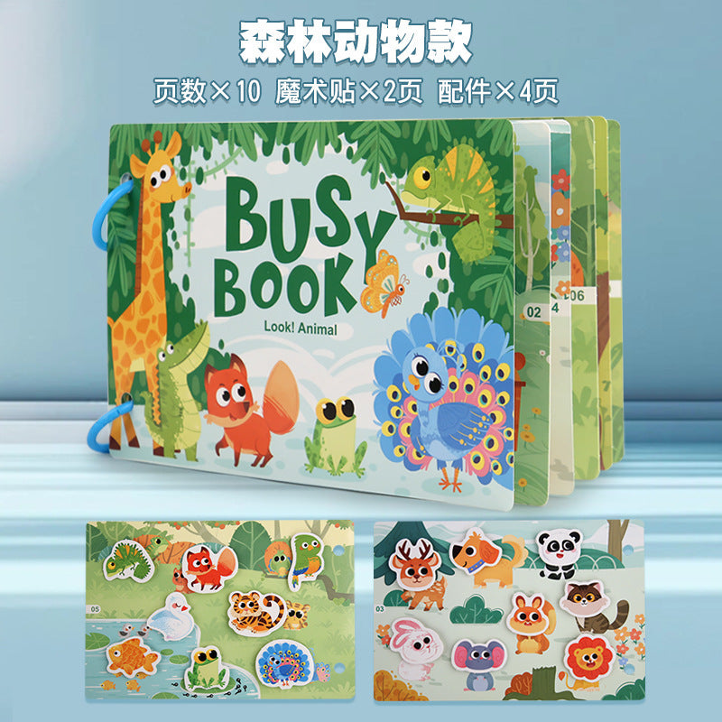 Cross-border Enlightenment Early Education Cartoon Quiet Paste Book Children's Educational Toys Handmade Material Package Repeated Busy Book