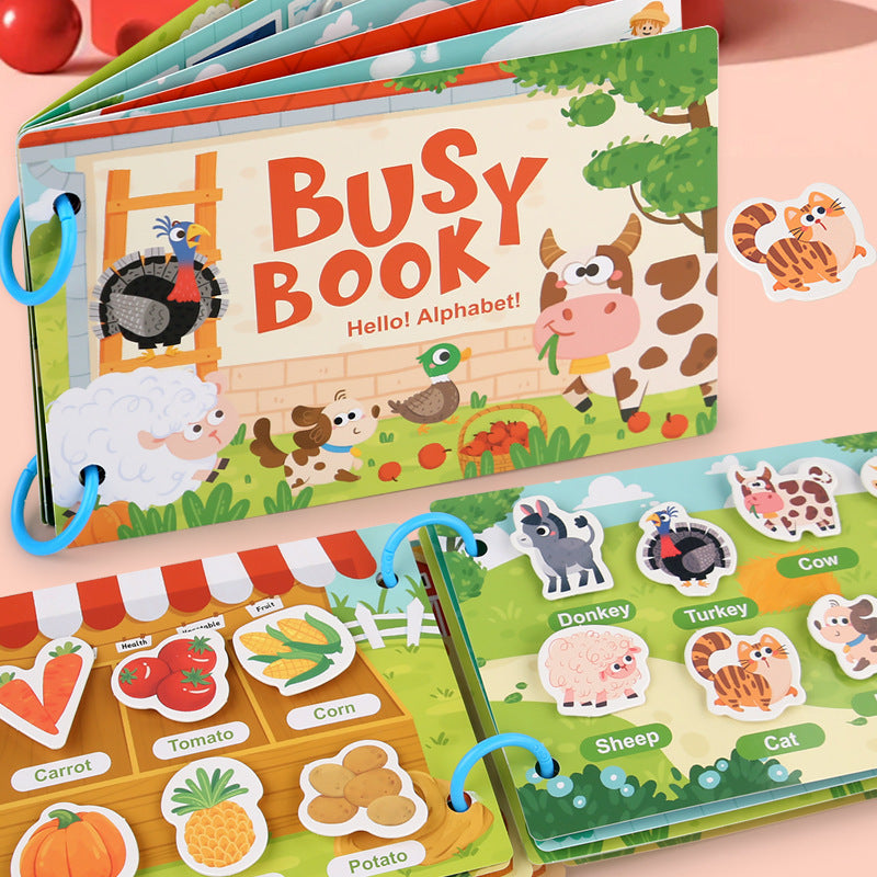 Cross-border Enlightenment Early Education Cartoon Quiet Paste Book Children's Educational Toys Handmade Material Package Repeated Busy Book