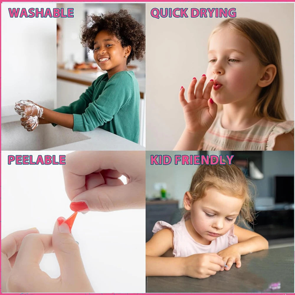 Nail Polish Set Non Toxic Kids Nail Polish Kit Water-Based Quick-Dry Peel-Off DIY Nail Art Kit Gifts for Halloween Christmas