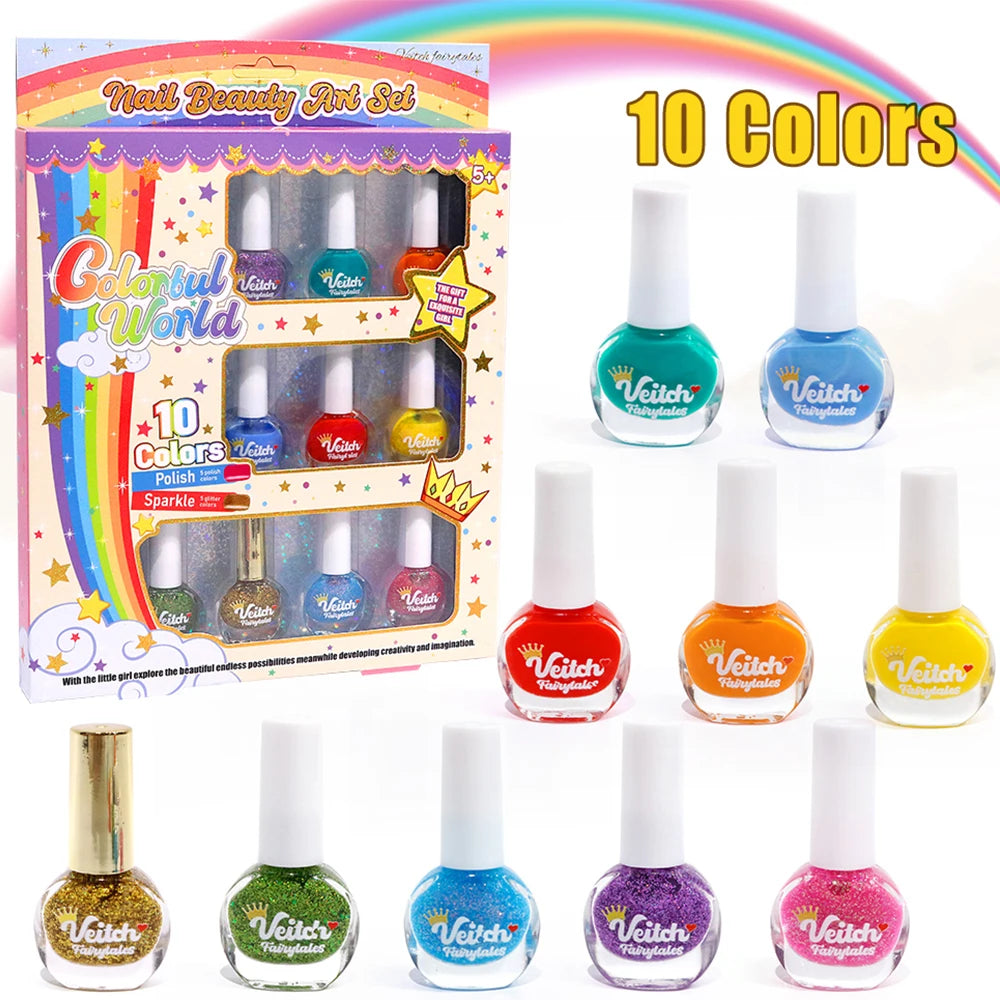 Nail Polish Set Non Toxic Kids Nail Polish Kit Water-Based Quick-Dry Peel-Off DIY Nail Art Kit Gifts for Halloween Christmas
