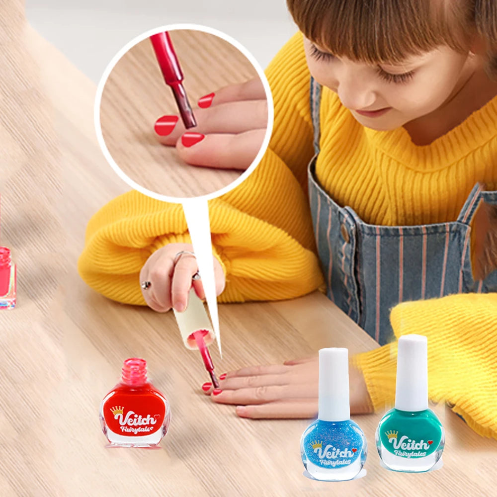 Nail Polish Set Non Toxic Kids Nail Polish Kit Water-Based Quick-Dry Peel-Off DIY Nail Art Kit Gifts for Halloween Christmas